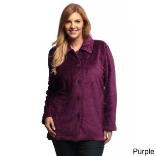La Cera La Cera Womens Plus Size Luxury Plush Heather Fleece Jacket Purple Size 1X (14W  16W)