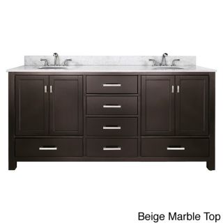 Avanity Modero 72 inch Double Vanity In Espresso Finish With Dual Sinks And Top