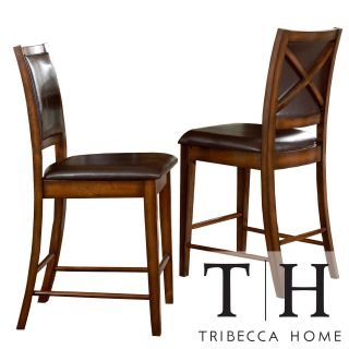 Tribecca Home Frisco Bay Burnished Oak 24 inch Counter Chairs (set Of 2)