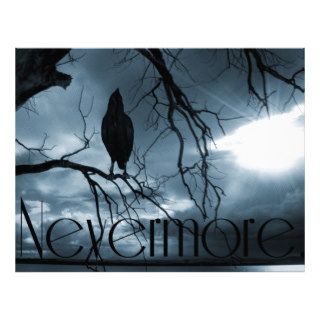 The Raven   Nevermore Sunbeams & Tree Blue Flyer Design