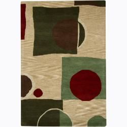 Hand tufted Mandara Abstract Indoor New Zealand Wool Rug (79 X 106)