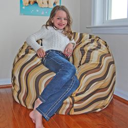 Ahh Products Wavelength Cocoa Cotton Washable Bean Bag Chair
