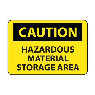 Osha Compliance Caution Sign   Caution (Hazardous Material Storage Area)   Self Stick Vinyl