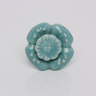 light blue ceramic flower knob by trinca ferro