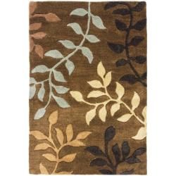 Handmade Soho Brown/multicolor Floral New Zealand Wool Rug (2 X 3)