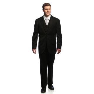 Dockers Mens Herringbone Black Solid Suit Separates Vest