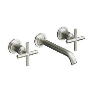 Kohler K t14413 3 bn Vibrant Brushed Nickel Purist Two handle Wall mount Lavatory Faucet Trim With 6 1/4 Spout And Cross Handle