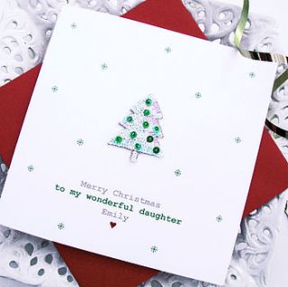 personalised green christmas tree card by sabah designs