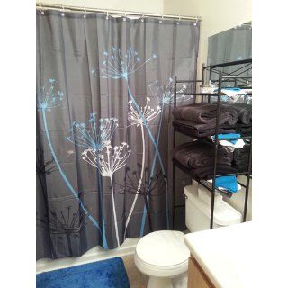 InterDesign Thistle Shower Curtain, Gray and Blue, 72 Inch by 72 Inch  