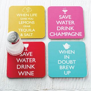 set of four wise words coasters by catherine colebrook