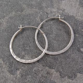 battered silver small hoop earrings by otis jaxon silver and gold jewellery