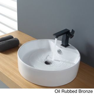 Kraus Bathroom Combo Set White Round Ceramic Sink/sonus Bas inch Faucet