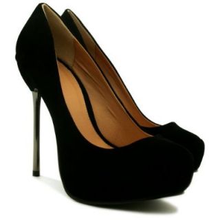 Suede Style Pin Heel Concealed Platform Court Shoes Black US Sz 10 Shoes