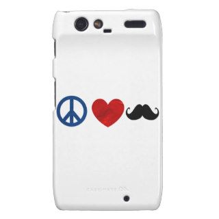 Peace, Love, Mustache Motorola Droid RAZR Covers