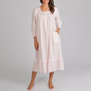 La Cera Womens Pink Voile Embroidered Nightgown