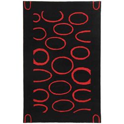 Handmade Soho Eclipse Black/ Red New Zealand Wool Rug (36 X 56)