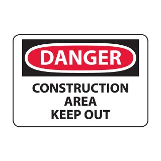 Osha Compliance Danger Sign   Danger (Construction Area Keep Out)   Self Stick Vinyl