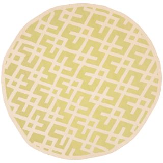 Transitional Moroccan Light Green/ivory Dhurrie Wool Rug (6 Round)