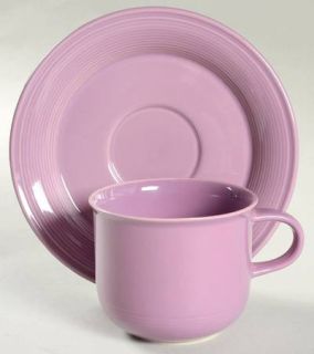 Nancy Calhoun Solid Color Lilac Flat Cup & Saucer Set, Fine China Dinnerware   A