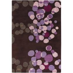 Avalisa Brown/purple/pink Geometric Hand tufted New Zealand Wool Rug (79 X 106)