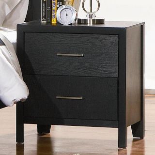 Karpos Black Two drawer Modern Nightstand