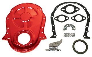 Chevy Big Block 396 402 427 454 Steel Timing Chain Cover Set w/ Timing Tab   Orange Automotive