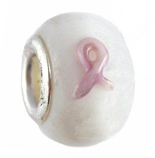 Pink Ribbon Charm Bead for Pandora / Troll Style Bracelet (Z403) Serenity Crystals Jewelry