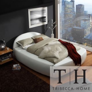 Tribecca Home Yorkshire White Bonded Leather Modern King size Bed