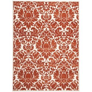 Porcello Damask Ivory/ Red Rug (53 X 77)