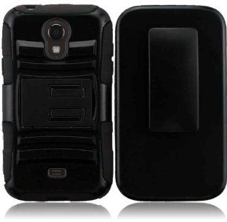 Generic for Samsung Galaxy Light T399   Cover Case with Kickstand and Holster   Retail Packaging   Black Cell Phones & Accessories
