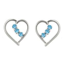 10k Gold December Birthstone Swiss Blue Topaz Heart Earrings Gemstone Earrings