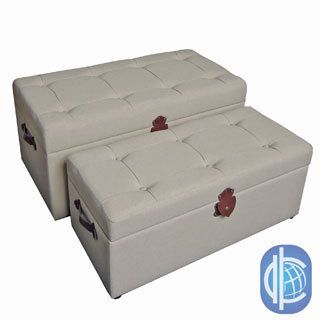 International Caravan Tufted Fabric Trunks/ Benches (set Of 2)