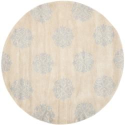 Handmade Medallion Beige New Zealand Wool Rug (8 Round)