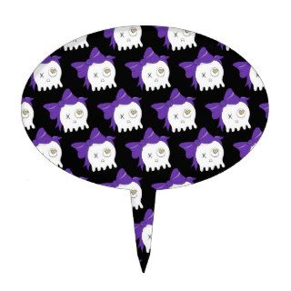 Retro Girly Purple Skulls Cake Toppers