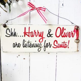 personalised santa's magic key christmas sign by potting shed designs