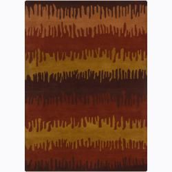 Hand tufted Warm Mandara Abstract Wool Rug (5 X 7)
