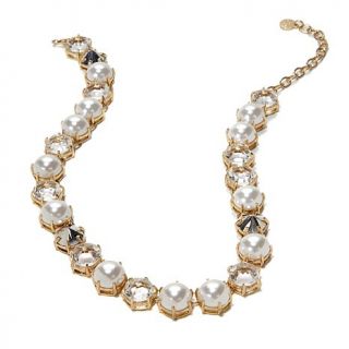 R.J. Graziano "Sparkle More" Simulated Pearl and Stone 17 1/4" Link Necklace