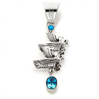 Chaco Canyon Couture Turquoise and Blue Topaz "Double Eagle" Sterling Silver Pe