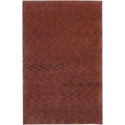 Julie Cohn Red Hand knotted Multicolored Vilas Abstract Design Wool Rug (4 X 6)