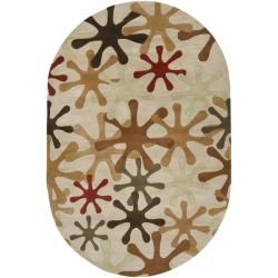 Hand tufted Whimsy Off Beige Wool Rug (8 X 10 Oval)