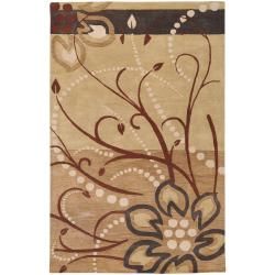 Hand tufted Troulon Beige Floral Wool Rug (2 X 3)