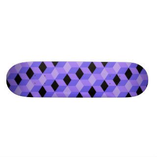 Girly Purple and Black Cube Skateboard