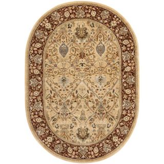 Handmade Persian Legend Oval Ivory/ Rust Wool Rug (76 X 96)