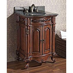 None Avanity Provence 24 inch Single Vanity In Antique Cherry Finish With Sink And Top White Size Single Vanities