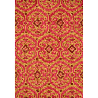 Hand tufted Montague Gold/ Berry Wool Rug (26 X 76)