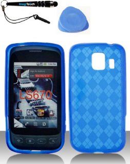 IMAGITOUCH(TM) 3 Item Combo LG LS670 Optimus SFlexible TPU Crystal Skin Sleeve Dr. Blue Case Cover Phone Protector (Stylus pen, Pry Tool, Phone Cover) Cell Phones & Accessories