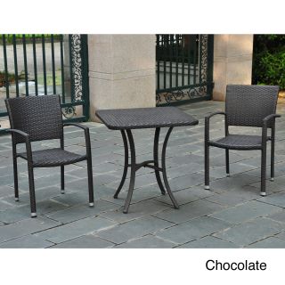 International Caravan Barcelona Resin Wicker/aluminum 28 inch Square Bistro Table With 2 Armchairs