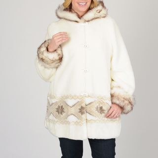 Nuage Nuage Plus Size Womens Faux Fur Short Coat With Design White Size 2X (18W  20W)