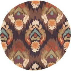 Hand hooked Brinkley Silt Brown Rug (4 Round)