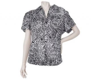 Clinton Kelly for Denim & Co. Stretch Short Sleeve Printed Shirt —